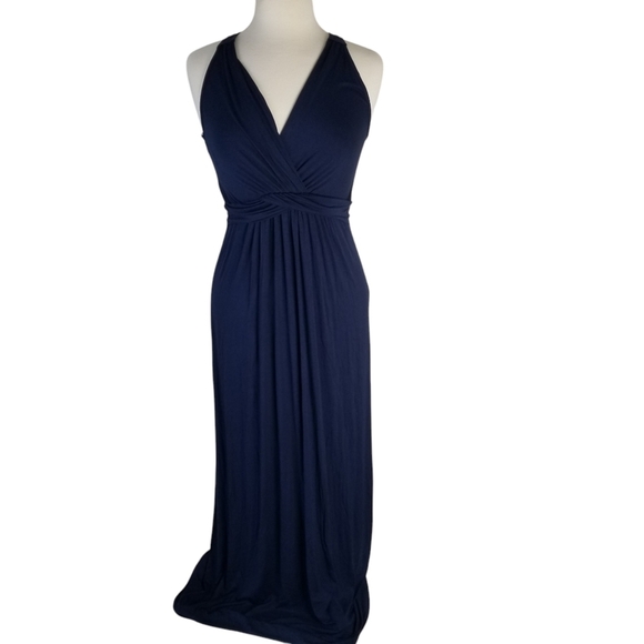 NWT Gilli Gabbiey Crochet Back Knit Maternity Maxi Dress Navy Racerback Size M - Picture 1 of 14